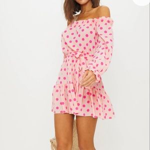 PrettyLittleThing Pink Polka Dot Mini Dress